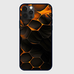 Чехол для iPhone 12 Pro Оранжевые плиты паттерн, цвет: 3D-черный