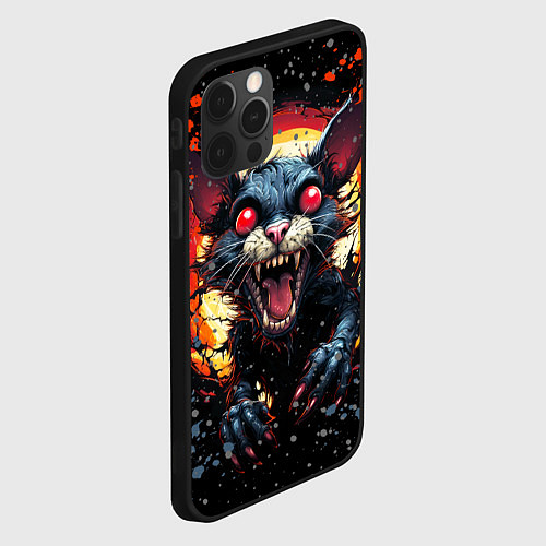 Чехол iPhone 12 Pro Кот зомби - comics art style / 3D-Черный – фото 2