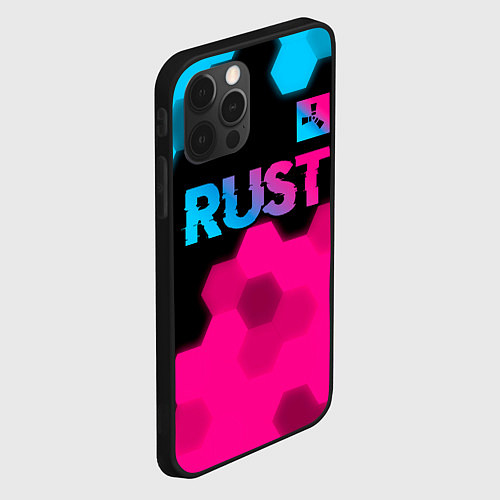 Чехол iPhone 12 Pro Rust - neon gradient: символ сверху / 3D-Черный – фото 2