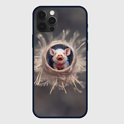 Чехол для iPhone 12 Pro Мордочка забавного поросёнка, цвет: 3D-черный