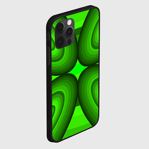 Чехол iPhone 12 Pro Зеленые овалы / 3D-Черный – фото 2