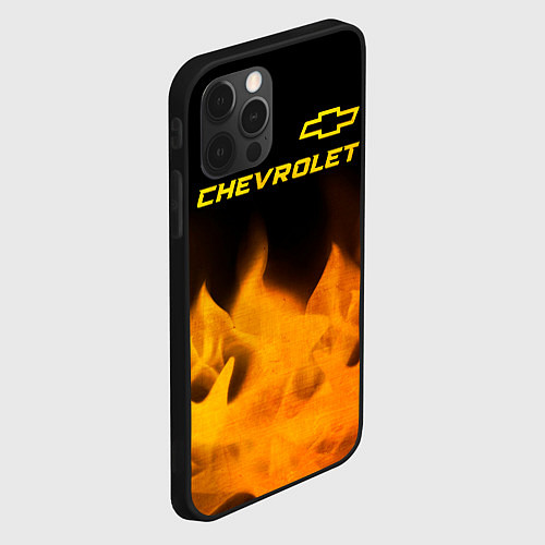 Чехол iPhone 12 Pro Chevrolet - gold gradient: символ сверху / 3D-Черный – фото 2
