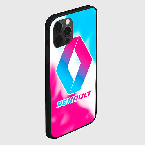 Чехол iPhone 12 Pro Renault neon gradient style / 3D-Черный – фото 2