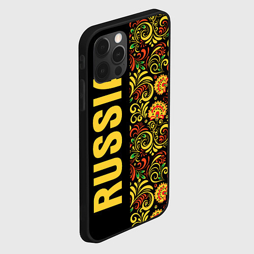 Чехол iPhone 12 Pro Russia хохлома / 3D-Черный – фото 2