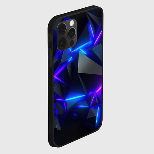 Чехол iPhone 12 Pro Неоновые разломленные плиты / 3D-Черный – фото 2