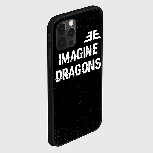 Чехол iPhone 12 Pro Imagine Dragons glitch на темном фоне: символ свер / 3D-Черный – фото 2