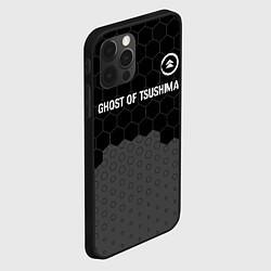 Чехол для iPhone 12 Pro Ghost of Tsushima glitch на темном фоне: символ св, цвет: 3D-черный — фото 2