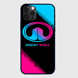 Чехол для iPhone 12 Pro Great Wall - neon gradient, цвет: 3D-черный