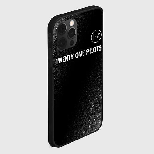 Чехол iPhone 12 Pro Twenty One Pilots glitch на темном фоне: символ св / 3D-Черный – фото 2