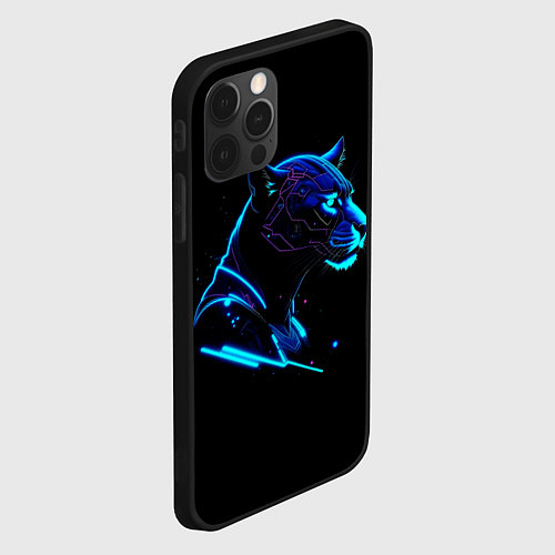 Чехол iPhone 12 Pro Пантера киберпан / 3D-Черный – фото 2