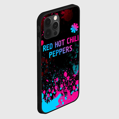 Чехол iPhone 12 Pro Red Hot Chili Peppers - neon gradient: символ свер / 3D-Черный – фото 2