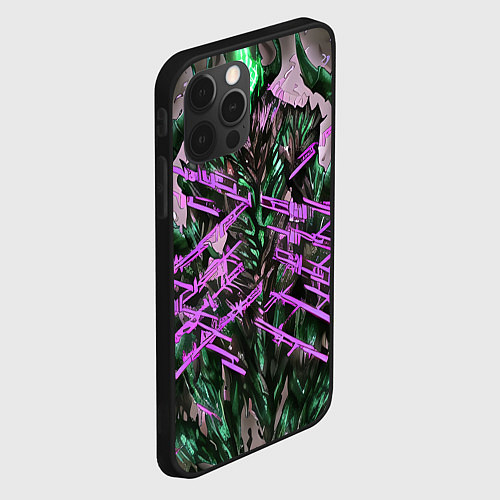 Чехол iPhone 12 Pro Фиолетовый элементаль киберпанк / 3D-Черный – фото 2