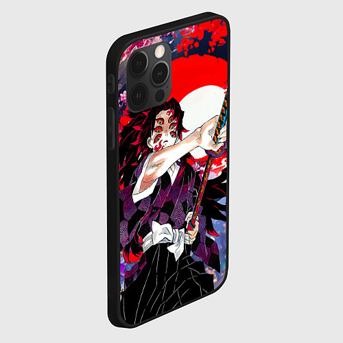 Чехол iPhone 12 Pro Кокушибо первая луна - Клинок рассекающий демонов / 3D-Черный – фото 2
