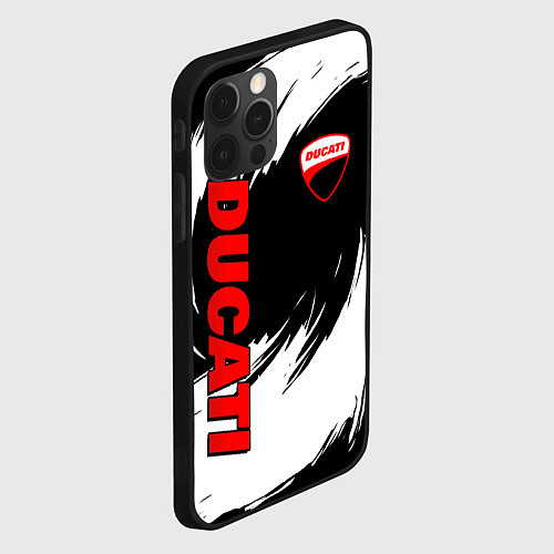 Чехол iPhone 12 Pro Ducati - мазки краски / 3D-Черный – фото 2