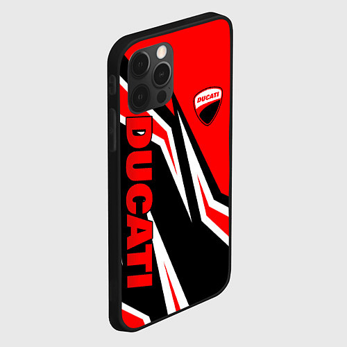 Чехол iPhone 12 Pro Ducati- red stripes / 3D-Черный – фото 2