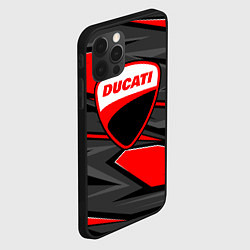 Чехол для iPhone 12 Pro Ducati - red stripes, цвет: 3D-черный — фото 2