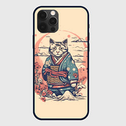 Чехол для iPhone 12 Pro Кот-самурай, цвет: 3D-черный