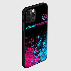 Чехол для iPhone 12 Pro Volkswagen - neon gradient: символ сверху, цвет: 3D-черный — фото 2