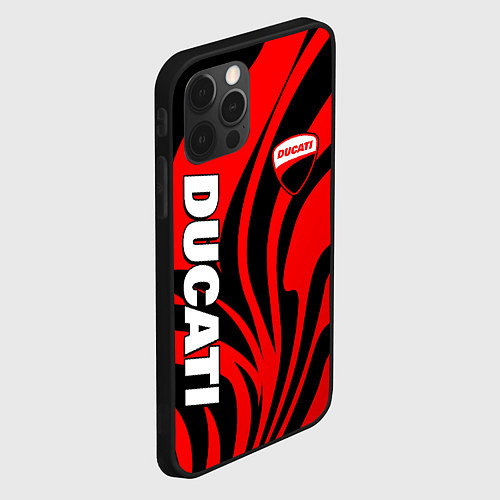 Чехол iPhone 12 Pro Ducati - red stripes / 3D-Черный – фото 2