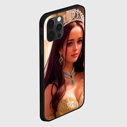 Чехол для iPhone 12 Pro Девушка принцесса в алмазных украшениях, цвет: 3D-черный — фото 2