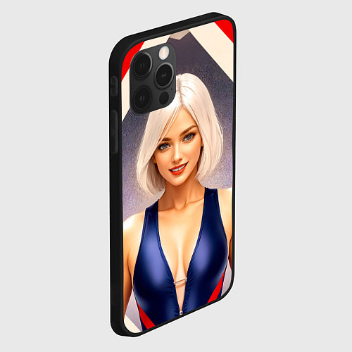 Чехол iPhone 12 Pro Девушка блондинка в спортивном костюме / 3D-Черный – фото 2