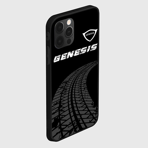 Чехол iPhone 12 Pro Genesis speed на темном фоне со следами шин: симво / 3D-Черный – фото 2