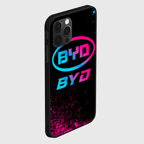 Чехол iPhone 12 Pro BYD - neon gradient / 3D-Черный – фото 2