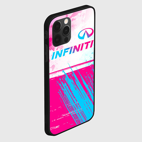 Чехол iPhone 12 Pro Infiniti neon gradient style: символ сверху / 3D-Черный – фото 2