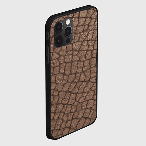 Чехол iPhone 12 Pro Кожа крокодила крупная / 3D-Черный – фото 2