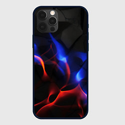 Чехол для iPhone 12 Pro Красное и синие свечение от черных плит, цвет: 3D-черный