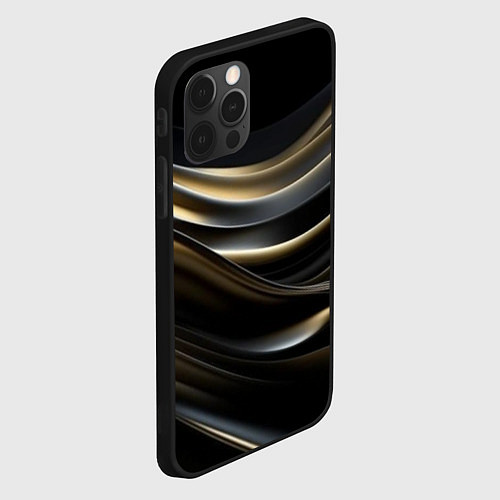 Чехол iPhone 12 Pro Чёрно-золотой градиент / 3D-Черный – фото 2