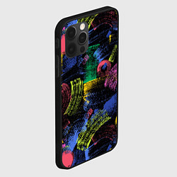 Чехол для iPhone 12 Pro Яркие абстрактые формы с текстурой, цвет: 3D-черный — фото 2