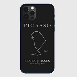 Чехол для iPhone 12 Pro Птица на черном - Пабло Пикассо, цвет: 3D-черный