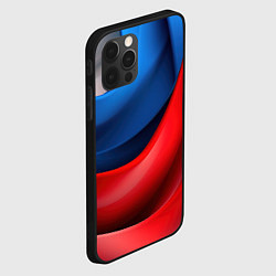 Чехол для iPhone 12 Pro Объемная абстракция в цветах флага РФ, цвет: 3D-черный — фото 2