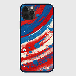 Чехол для iPhone 12 Pro Краски в цветах флага РФ, цвет: 3D-черный