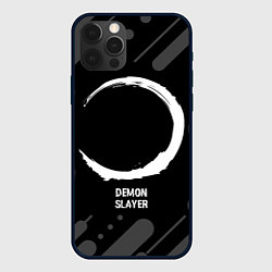 Чехол для iPhone 12 Pro Demon Slayer glitch на темном фоне, цвет: 3D-черный