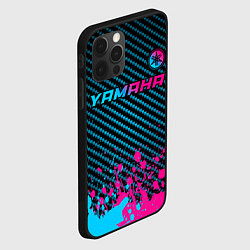 Чехол для iPhone 12 Pro Yamaha - neon gradient: символ сверху, цвет: 3D-черный — фото 2