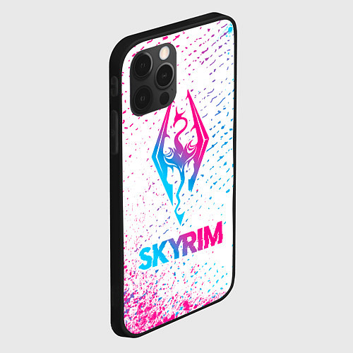 Чехол iPhone 12 Pro Skyrim neon gradient style / 3D-Черный – фото 2