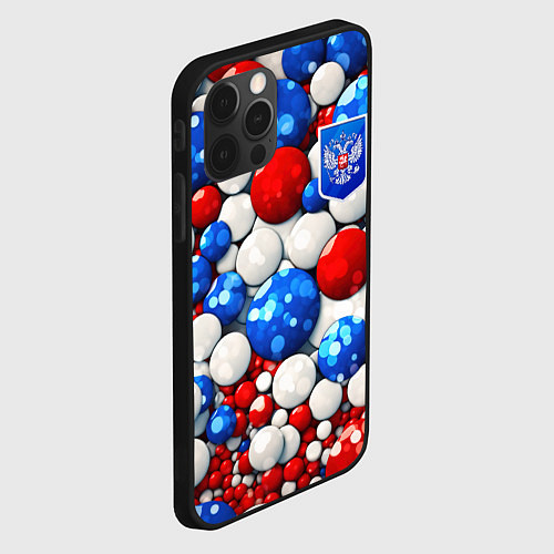 Чехол iPhone 12 Pro Шарики триколор / 3D-Черный – фото 2