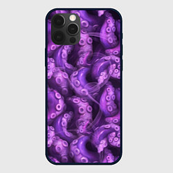 Чехол для iPhone 12 Pro Фиолетовые щупальца и дым, цвет: 3D-черный