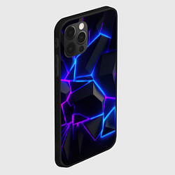 Чехол для iPhone 12 Pro Неоновые фиолетовые и синие плиты, цвет: 3D-черный — фото 2