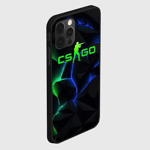 Чехол iPhone 12 Pro CS GO green blue neon / 3D-Черный – фото 2