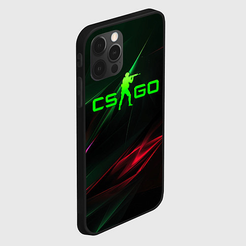 Чехол iPhone 12 Pro CSGO green logo / 3D-Черный – фото 2