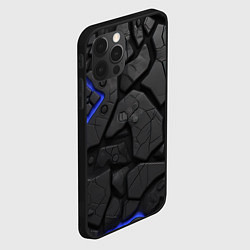 Чехол для iPhone 12 Pro Черные плиты с синей вставкой, цвет: 3D-черный — фото 2
