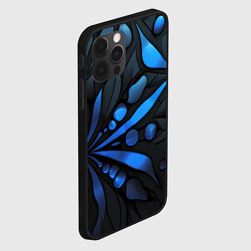 Чехол iPhone 12 Pro Black blue elements / 3D-Черный – фото 2