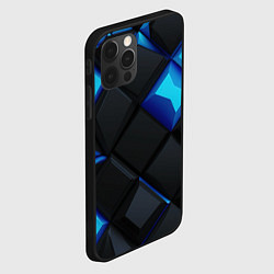 Чехол для iPhone 12 Pro Черные и синие плитки, цвет: 3D-черный — фото 2