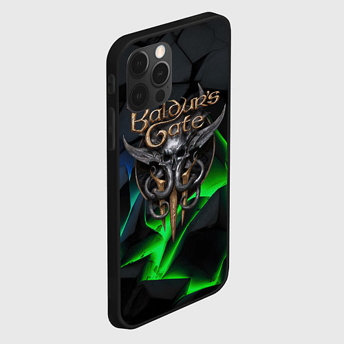 Чехол iPhone 12 Pro Baldurs Gate 3 black blue neon / 3D-Черный – фото 2