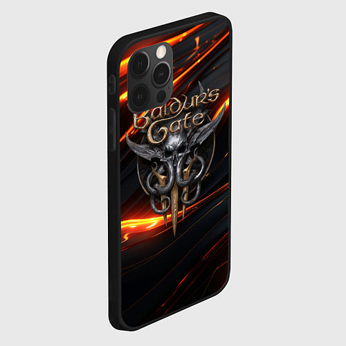 Чехол iPhone 12 Pro Baldurs Gate 3 logo gold / 3D-Черный – фото 2