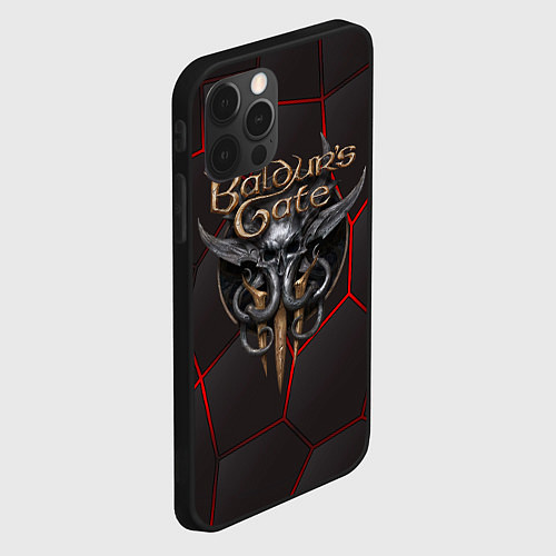 Чехол iPhone 12 Pro Baldurs Gate 3 logo red black geometry / 3D-Черный – фото 2