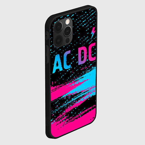 Чехол iPhone 12 Pro AC DC - neon gradient: символ сверху / 3D-Черный – фото 2